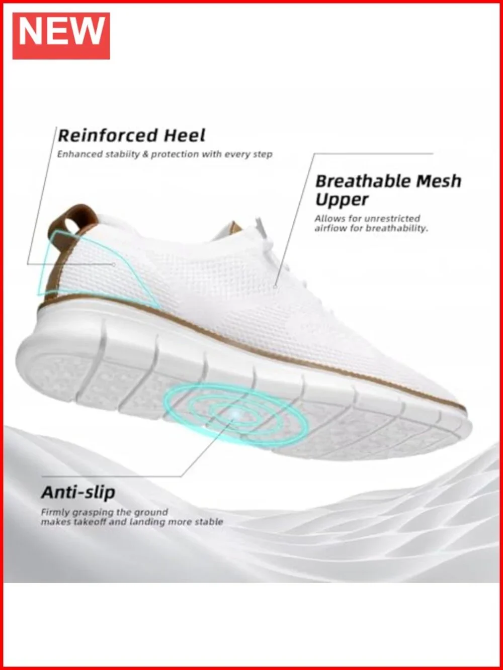 Men's Mesh Casual Dress Oxfords Business Walking Sneakers Lightweight Soft Sole
